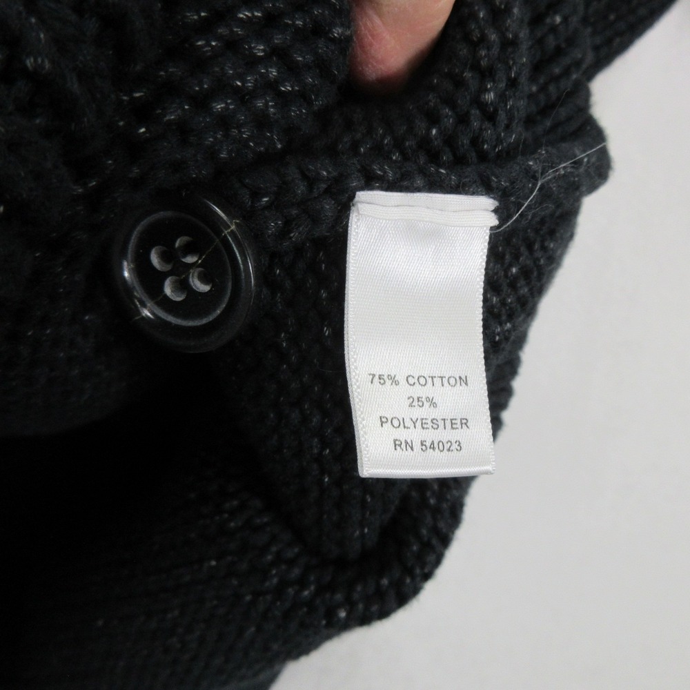 Banana Republic Men Sweater L Cardigan Black Button Front Ribbed Knit Collar - Picture 5 of 10